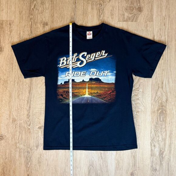 Bob Seger Ride Out Tour T-Shirt 2014 2015 Navy Blue Large Graphic Band Tee - Picture 5 of 6